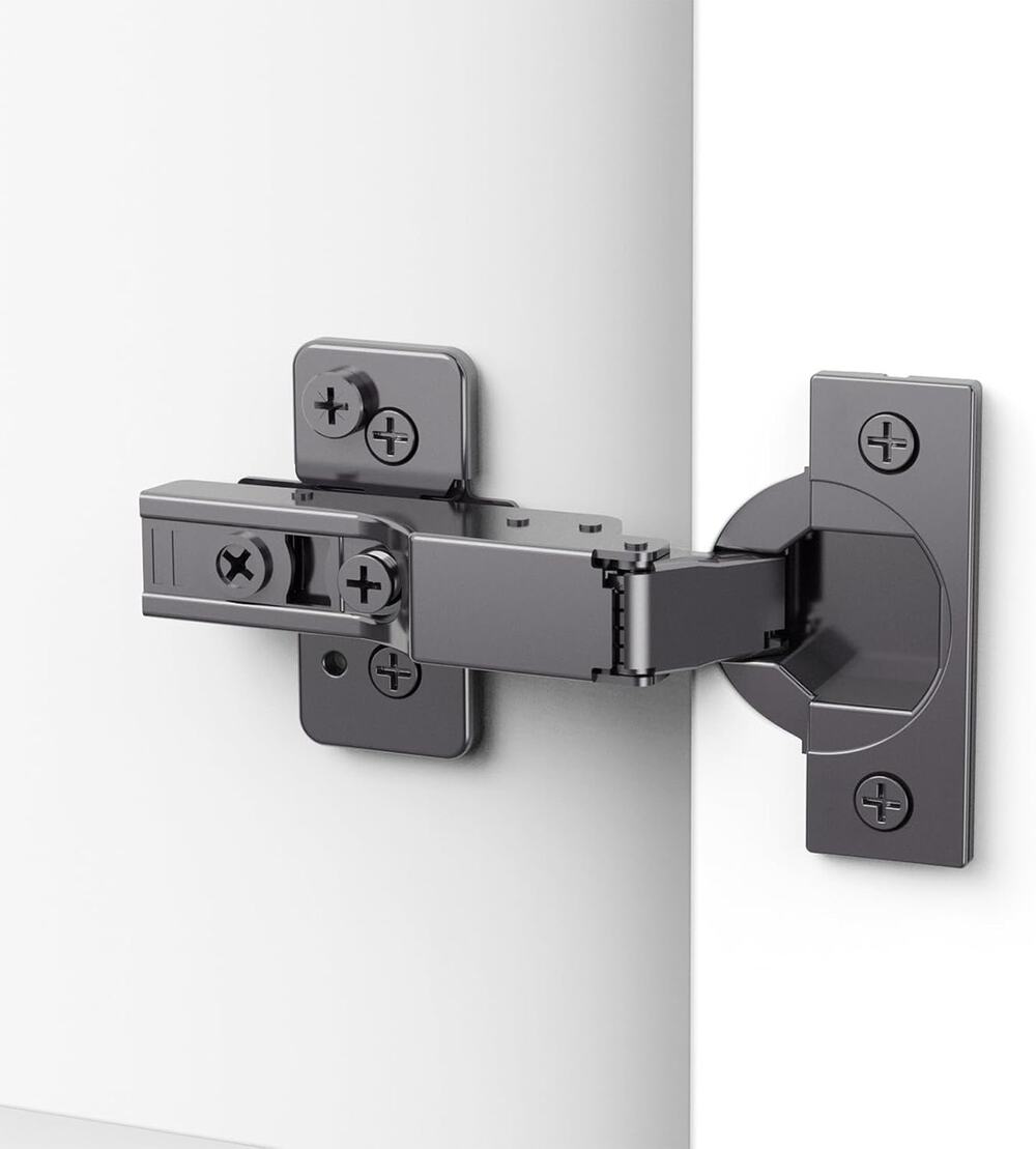 Chibery 7 Pack Frameless Half Overlay Soft Close Concealed Hinges,Black Titanium